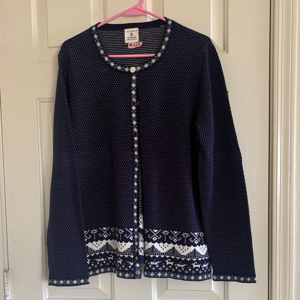 Appleseed's Navy and White Women's Cardigan